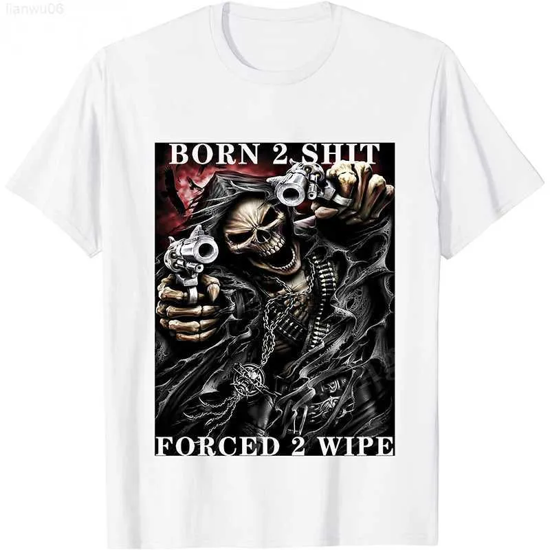 メンズTシャツサマーコットンメンTシャツクールなアニメスカルBorn to 2 Wipe Print Hip Hop Hip Hop Clothing UnisexカジュアルTシャツグラフィックティーZ0221