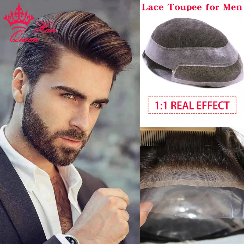 Toupee per uomo Lace Front Mono Top Durevole Protesi per capelli maschili Toupee Parrucca per uomo Sistema di capelli umani vergini Unità Parrucche da uomo Queen Prodotti per capelli