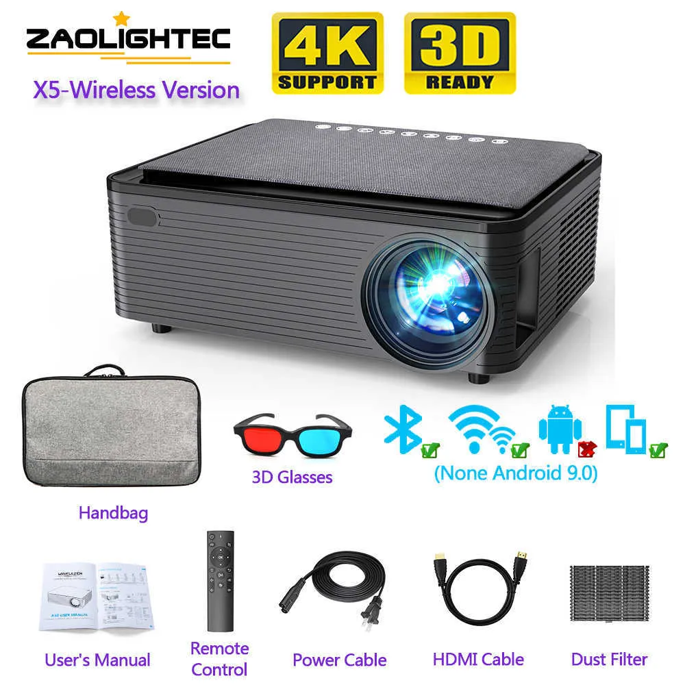 Proyectores ZAOLIGHTEC X5 Proyector 3D Portátil Smart WIFI Video LED  Soporte 4K Proyector Para Cine En Casa Full HD 1080P Teatro J230221 De  235,92 €