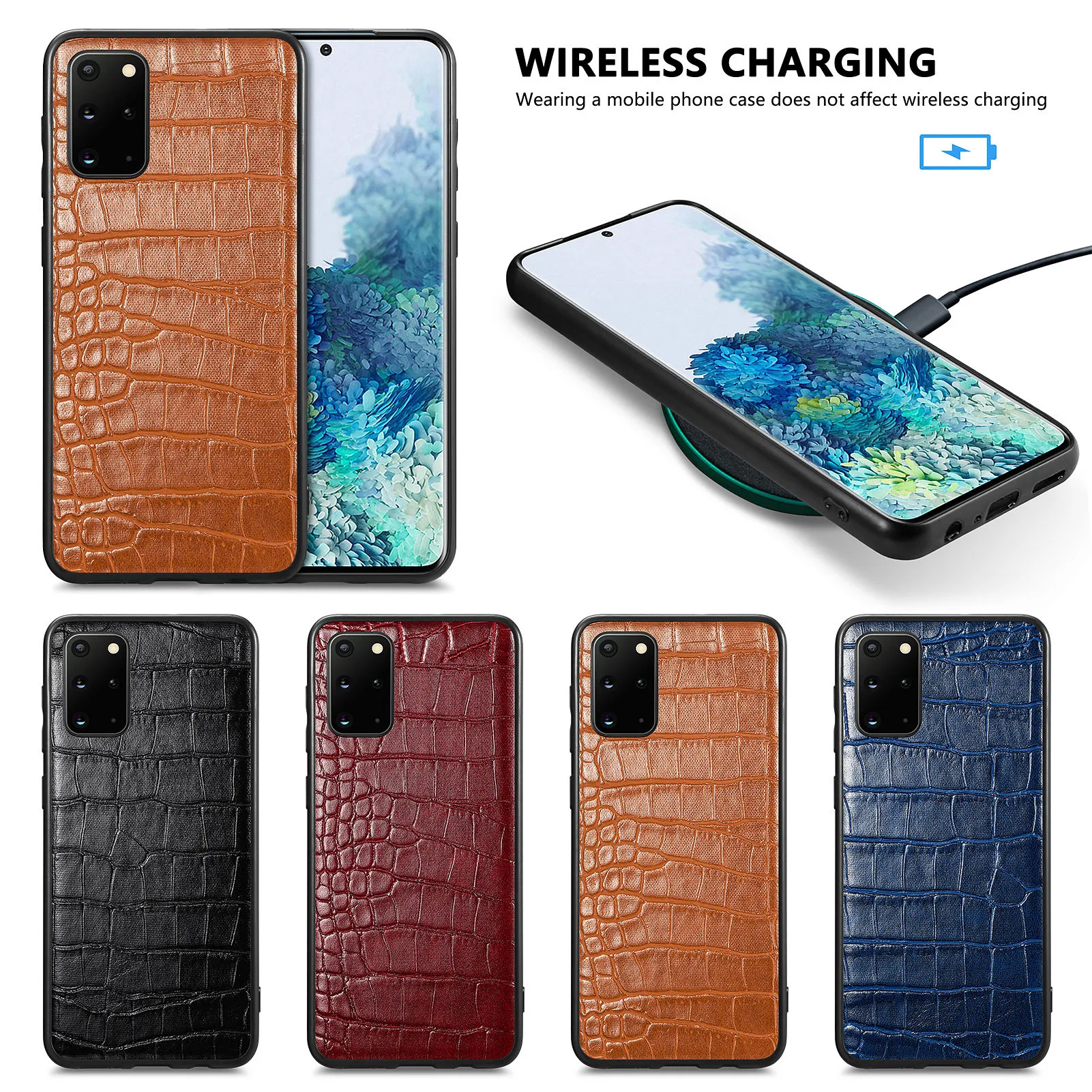 Capas de telefone à prova de choque para Samsung Galaxy S23 S22 S21 S20 Ultra Plus Jacaré com padrão de capa protetora de couro PU