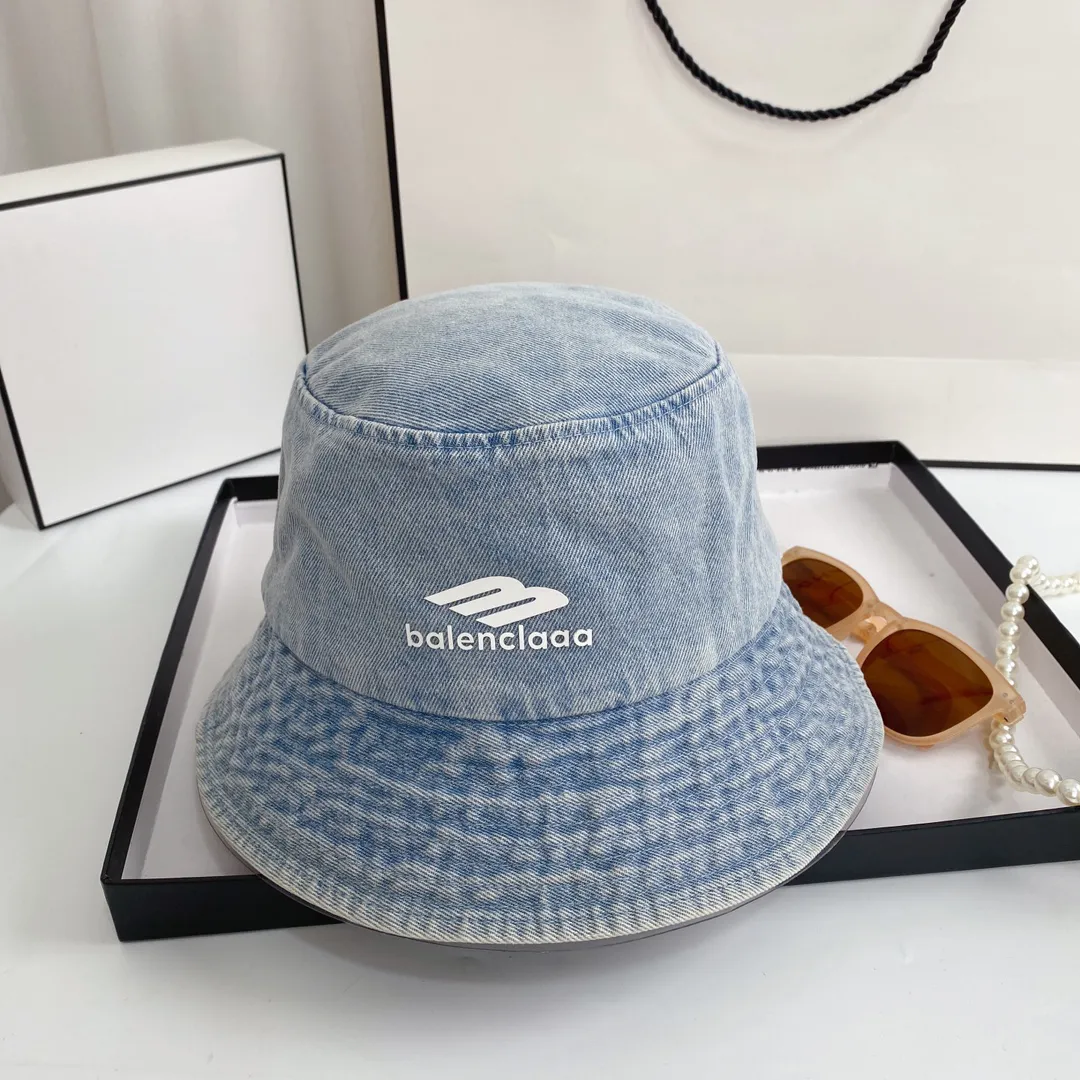 Couple Fashion Denim Material Designer Bucket Hats Travel Street Photo Letter Embroidery Wide Brim hats