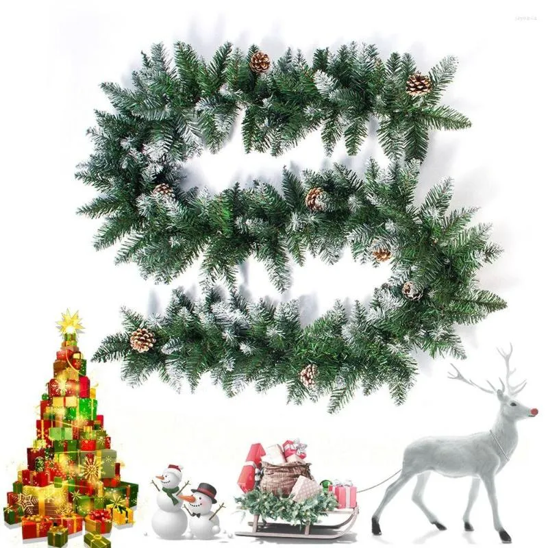 Decorative Flowers Artificial Xmas Tree Rattan Garland Christmas Pinecone Decoration Fireplace