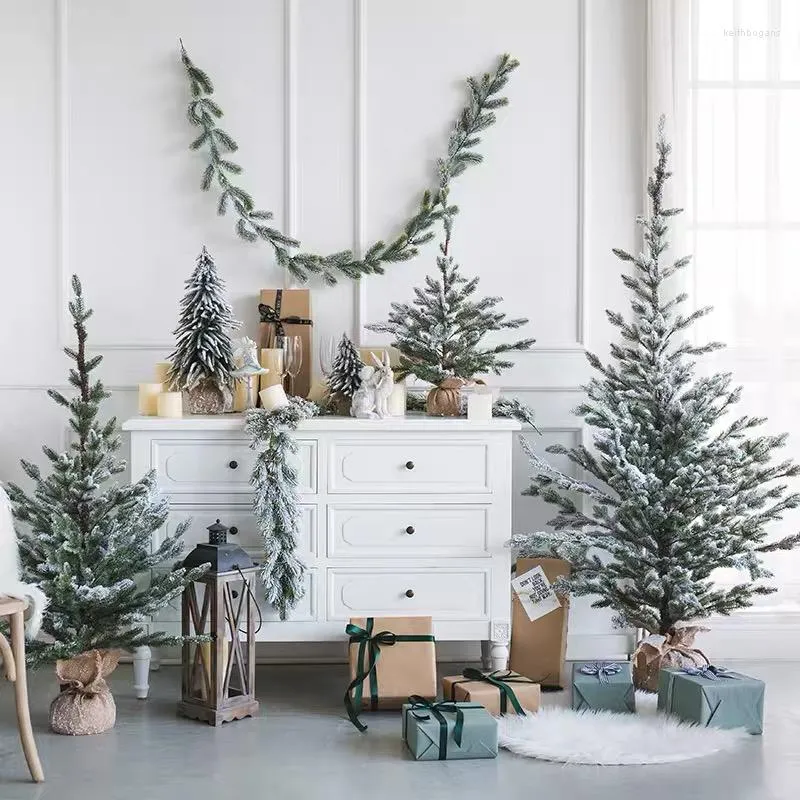 クリスマスの装飾人工木白い偽の吊り飾りミニ小さな杉の松の木の年ホームティンセルガーランド