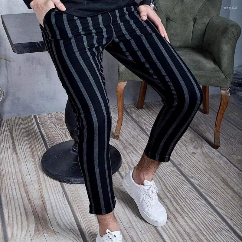 Herenbroeken mannen joggingbroek casual mode broek hiphop joggers gestreepte trekkoord sluiting streetwear slank fit zakken wuxh789