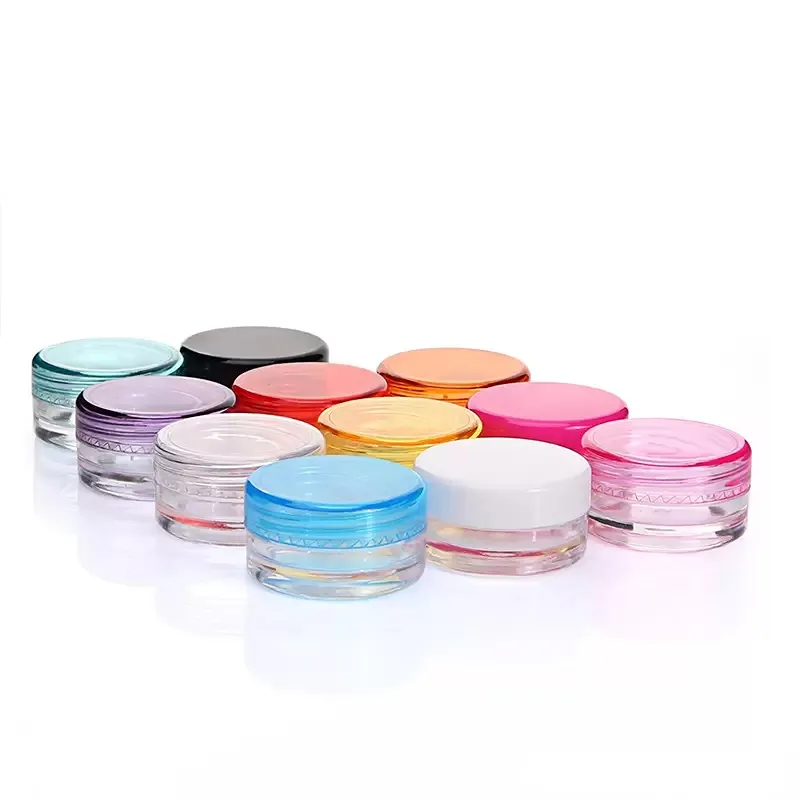 Similar mini glass jars 3g 5g empty cosmetic jars PS round bottom cream jars with multiple color for choose