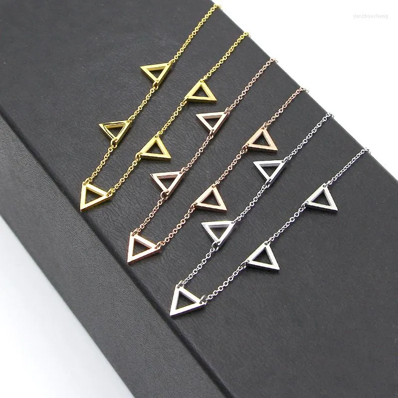 Pendentif Colliers Martick Personnalité Rock Style Lien Chaîne Collier Cinq Pièces Évider Triangles Conception Pour Femme Fête Bijoux P169