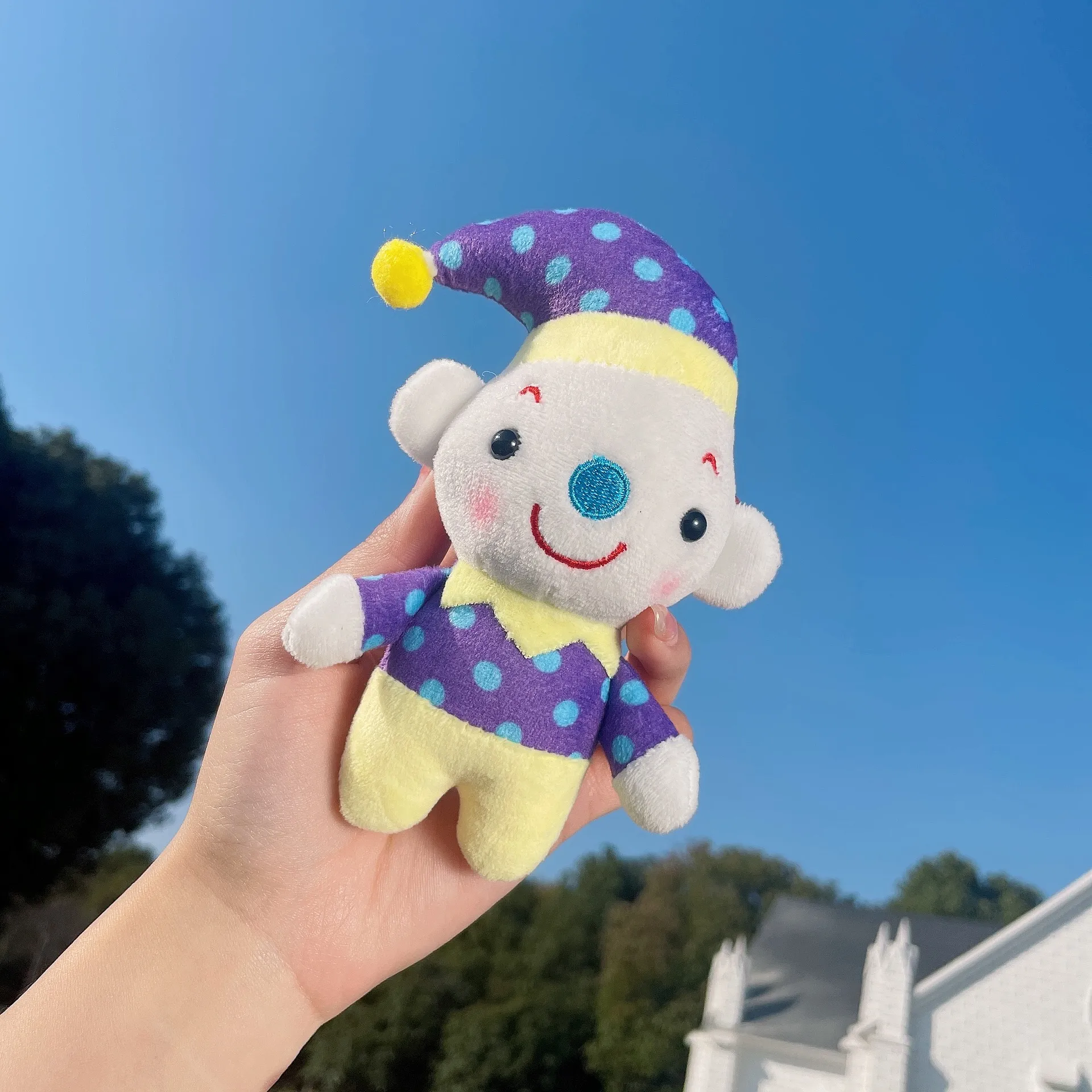 Personality Clown creative cartoon circus cute keyring plush pendant school bag grab machine doll doll
