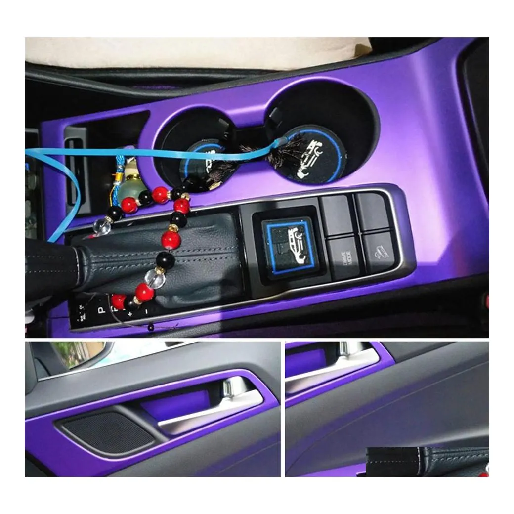 Adesivi per auto per Hyundai Son Interni Pannello di controllo centrale Maniglia per porta 5D Decalcomanie in fibra di carbonio Styling Accessorie Drop Delivery Mobi Dh6Dw