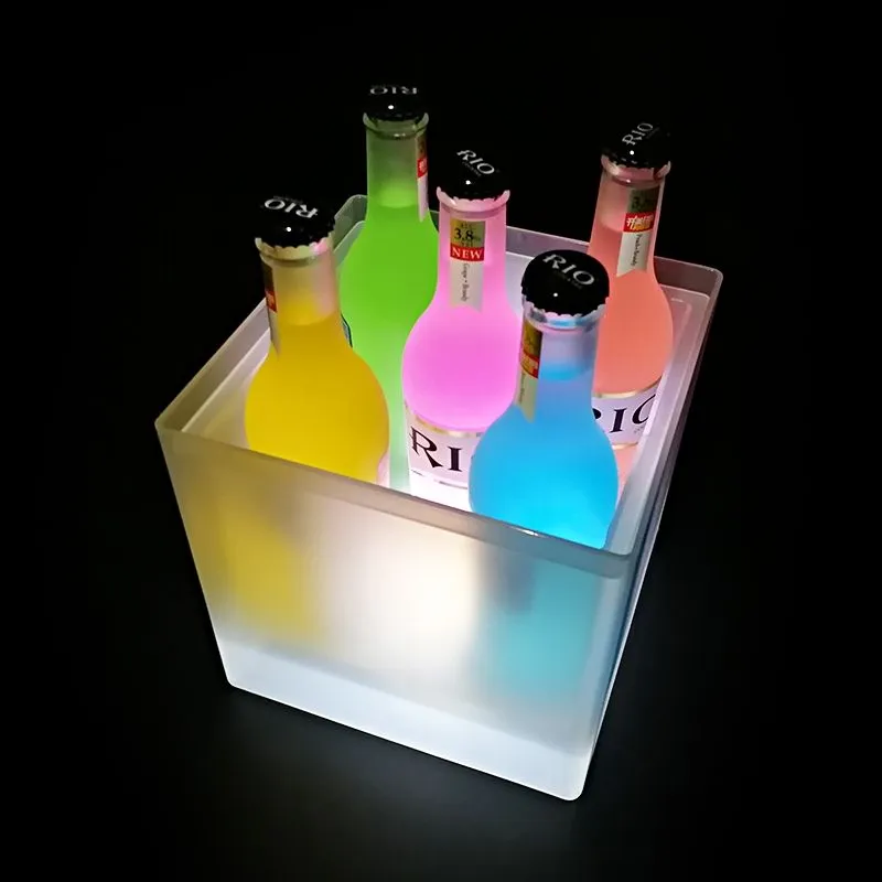 12 pièces éclairer LED seau à glace plateau carré Champagne vin bière refroidisseur pour KTV fête Bar discothèque décoration de Table