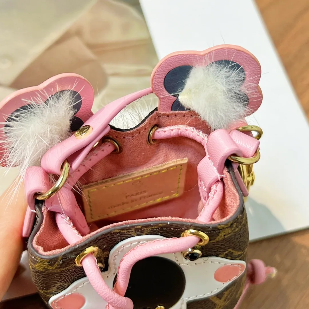 High Version Unisex Key Wallet Luxury Brand Kangaroo Koala Fur Coin Purses Mini Bucket Bag Fashion Design Women Wallet with Keychain Bags Handbag Totes Pendant
