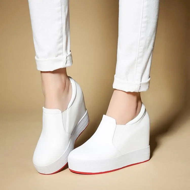 Chaussures habillées 2023 femme plate-forme hauteur cachée augmentant décontracté compensées femme talon haut 10 cm talons baskets