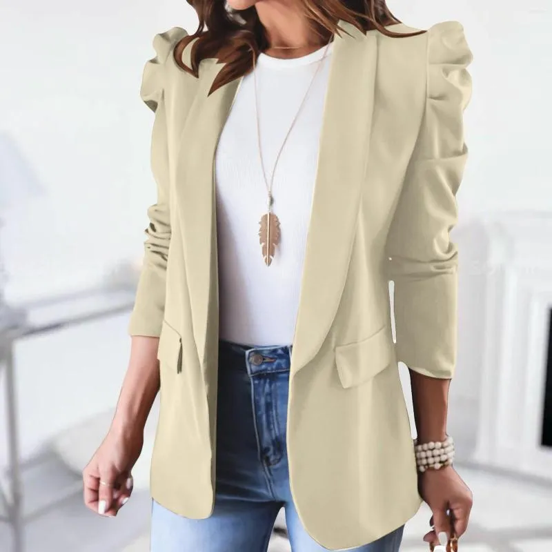 Women's Jackets Puff Sleeve Blazers Women 2023 Casual Open Front Office Autumn Winter Coat Bussiness Work Suit With Pockets