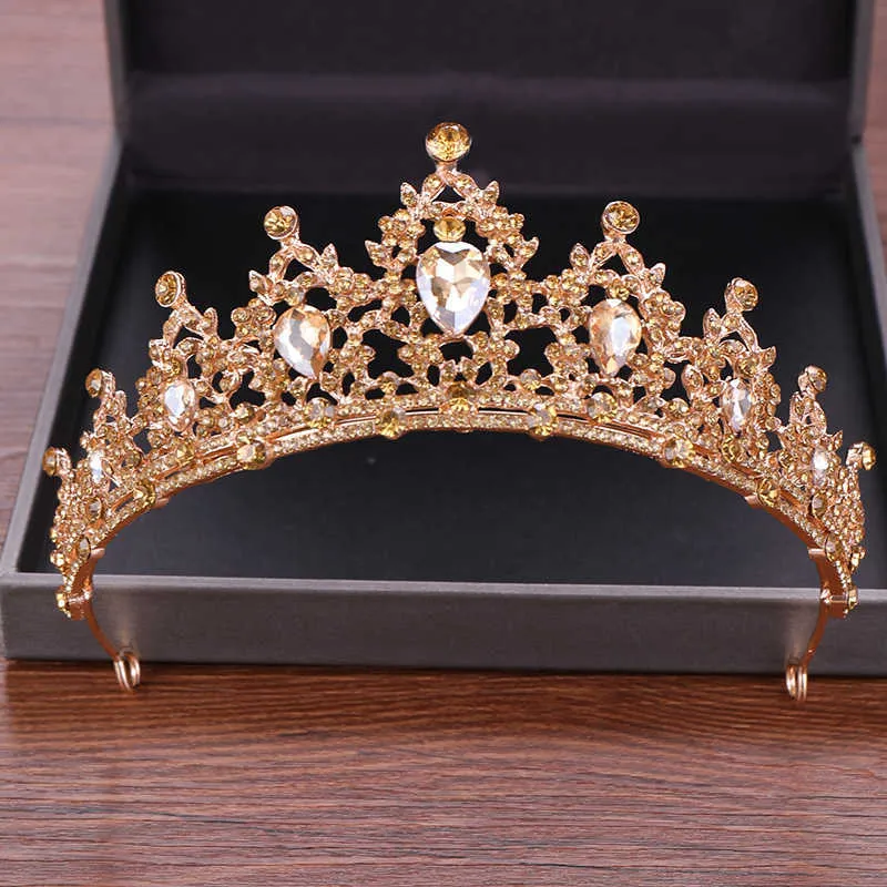 Tiaras Golden Wedding Crown Crystal Bride Tiaras Hair Acessories 웨딩 크라운 머리 대역 Crystal Rhinestone Bridal Head Piece Tiara Z0220