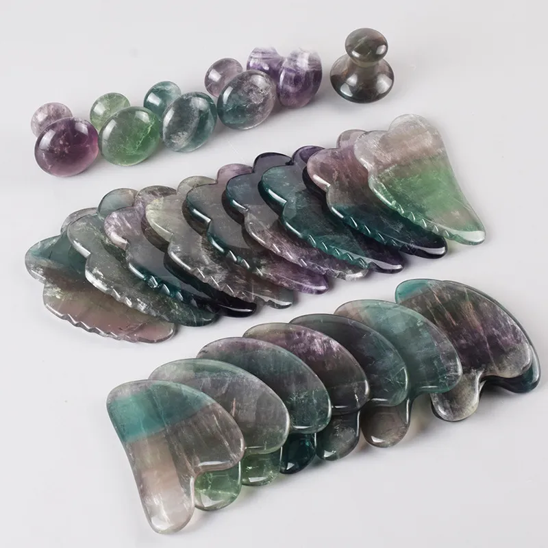 Stone naturelle Fluorite Gua Sha Jade Stracing Massage Tools Beauty Skin Care Guasha Spapping Board Face Lift Body Body Spa Massage Tool