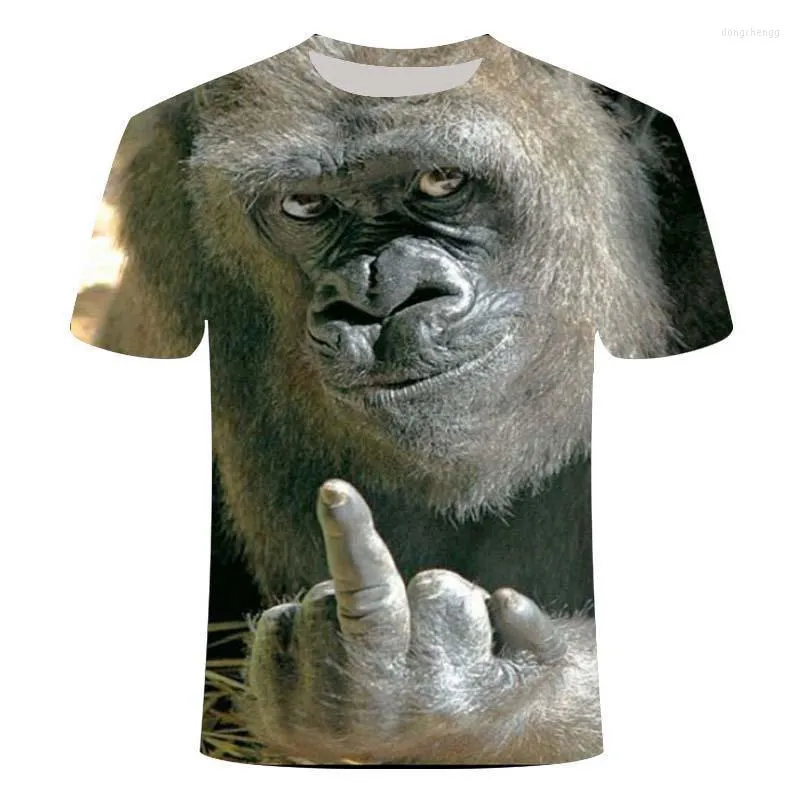 Herr t -skjortor män djurskjorta orangutan apa 3d tryck t -shirt roliga tees toppar kort ärm o -hals sommarkläder y2k