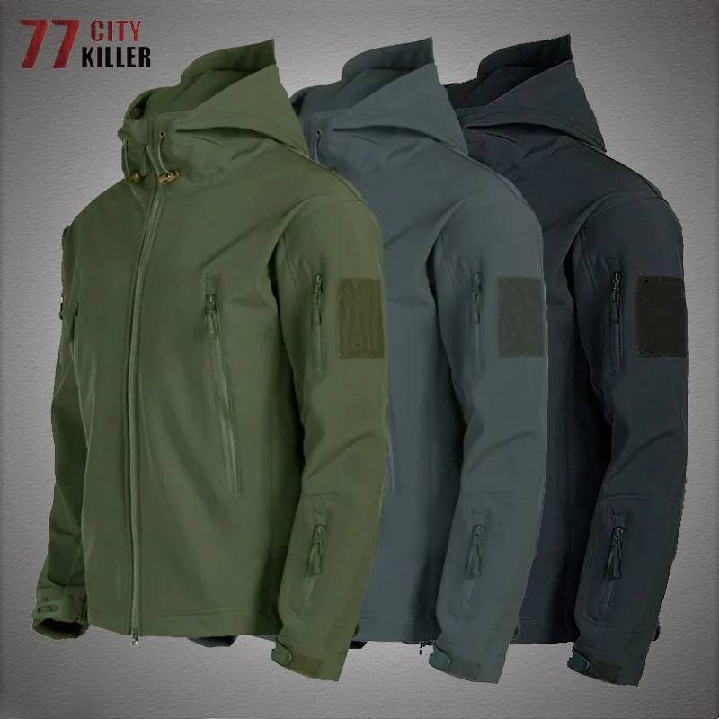 Giacche da uomo Giacche militari Soft Shell in pelle di squalo Uomo Giacca tattica antivento impermeabile da uomo Giacche da combattimento militari Cappotti bomber con cappuccio da uomo 230221