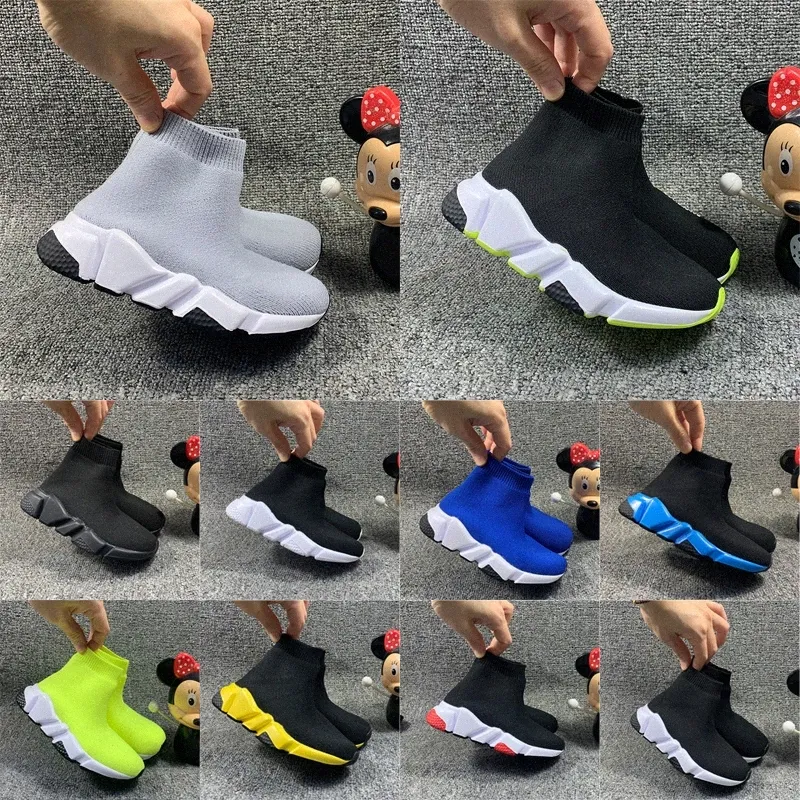 Speed ​​Triple-S Paris Sock Casual Kid Shoe High Black Trainers Girls meninos garotos jovens infantis esportes ao ar livre atléticos