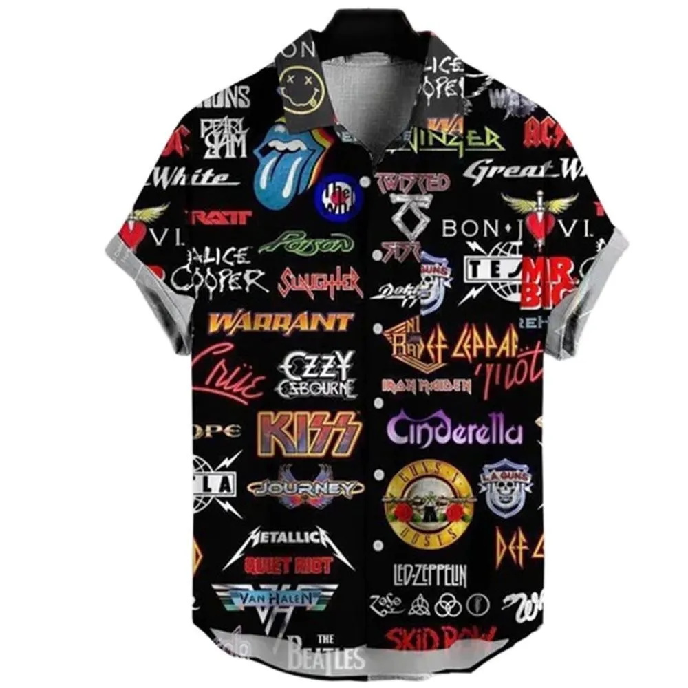 Men's Casual Shirts Short Sleeve Hawaiian Us 66 Route 3d Print Oversized Hip Hop Rock Style Resort men woman 230221