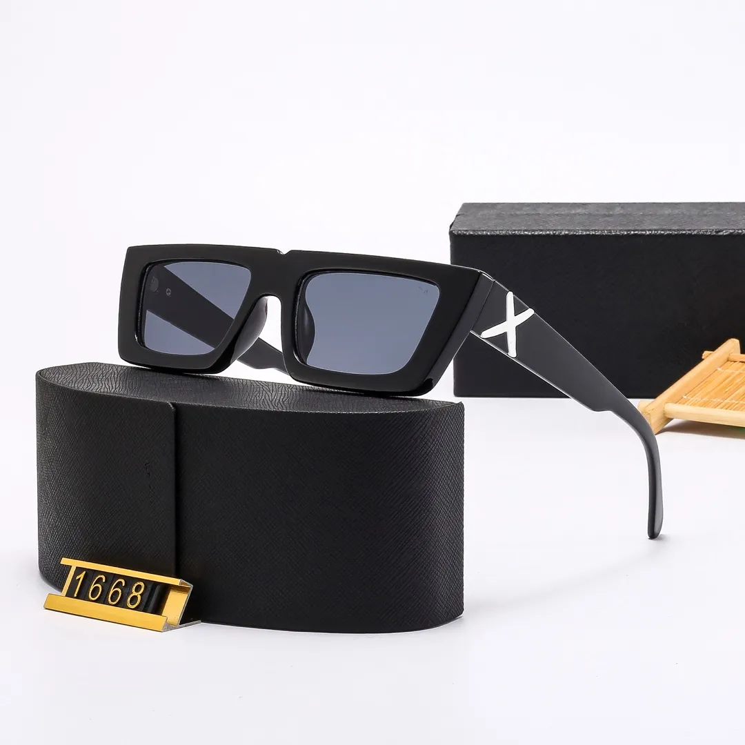 Модель дизайнерские солнцезащитные очки Классические очки Goggle Outdoor Beach Sun Glasses для мужчины Женщина 7 Цвета Пополнительная треугольная подпись F F 1668 с коробкой