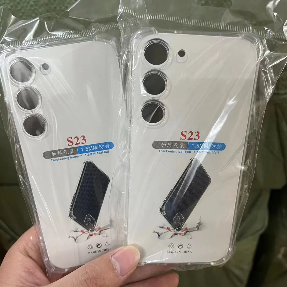 Coque de téléphone transparente anti-chute pour sac gonflable aux quatre coins pour Samsung Galaxy S23 S22 S21 Plus A14 A13 A23 A33 A53 A73 iPhone 14 13 12 11 pro max