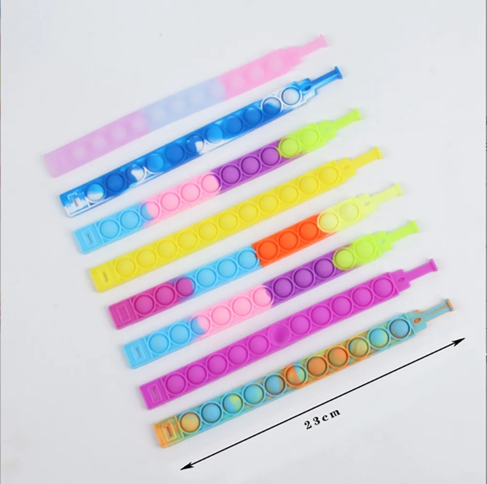 Bracelets Pop Fidget Anti-Stress En Silicone Multicolore - Pack Jouets Sensoriels Push Bubble Pour Enfants Et Adultes