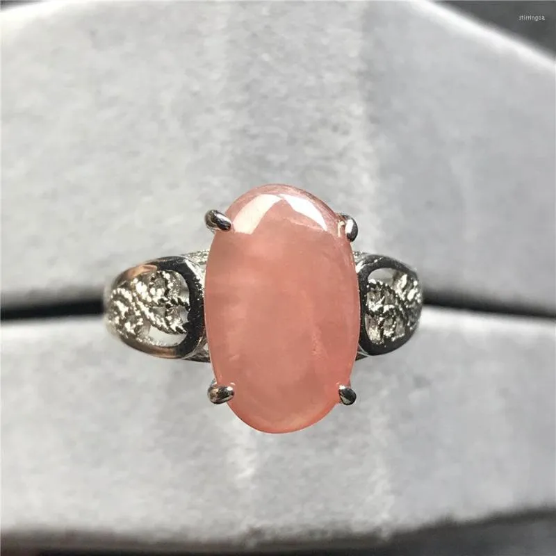 Cluster Rings 13x8mm Natural Red Rhodochrosite Beads Ring For Woman Man Argentina Oval Silver Crystal Stone Adjustable Size Jewelry