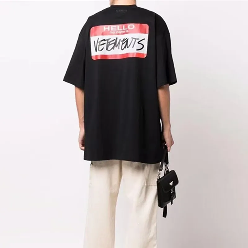 Men's TShirts High Quality Hello My Name Is Vetements Fashion T Shirt Men 1 1 Oversize Women Tshirt VTM Short Sleeve Tops Tee 230220