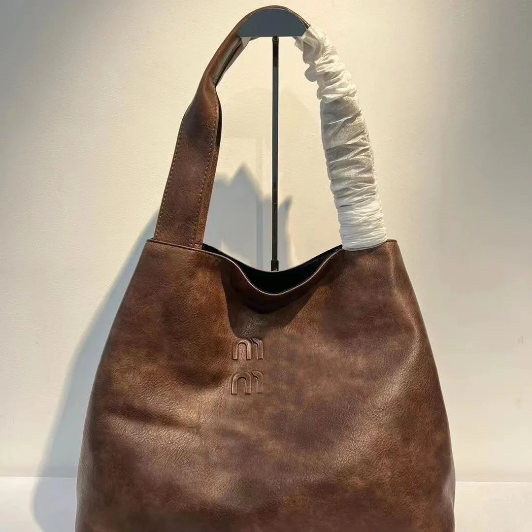 bolsa Totes Bolsa feminina dois miu Couro genuíno hobo zíper Único ombro Bolsa de ombro da mais alta qualidade de um lado Bolsa real A3