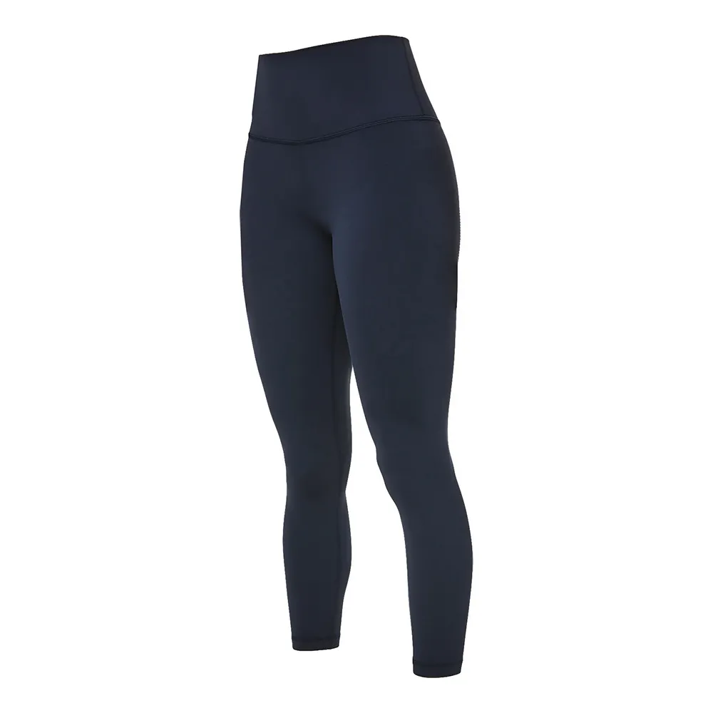 Use Legging Mujer LU Yoga Deportes Sin vergüenza Línea Ladys Levantamiento de cadera Cintura alta ajustada Desnudo Fiess Pantalones de ejercicio Ropa de gimnasio Legging