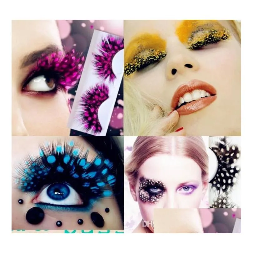 False Eyelashes Colorf Feather For Party Makeup Or Exaggerated Maquiagem White Spots Drop Delivery Health Beauty Eyes Dhh3X