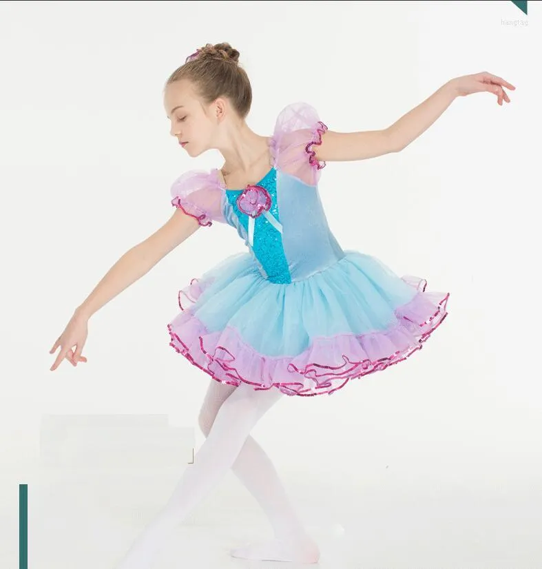 Stage Wear Purple & Blue Tutu Layers Ballet Costume Classical Sequins Dress Dance Clothes For Girls Kids Ballerina Dancewear Women