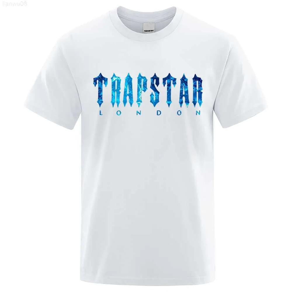 T-shirts pour hommes Trapstar London Undersea bleu T-shirt imprimé hommes été respirant décontracté à manches courtes rue surdimensionné coton marque T-shirts Z0221