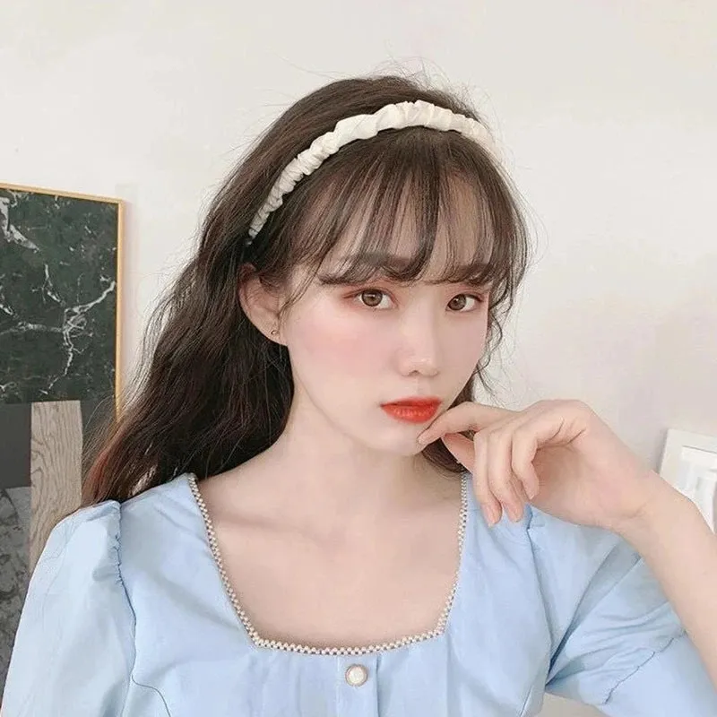 Accesorios para el cabello Lovely Folds Color sólido Hairbands para mujeres Korean Sweet Thin Wash Hair Hoops Bisel Headbands Niñas Accesorios para el cabello Headwear