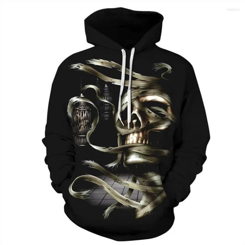 Hoodies masculinos Kissqiqi Men Hoodie 3D Moda impressa totalmente casual Crânio de primavera Tamanho máximo 5xl