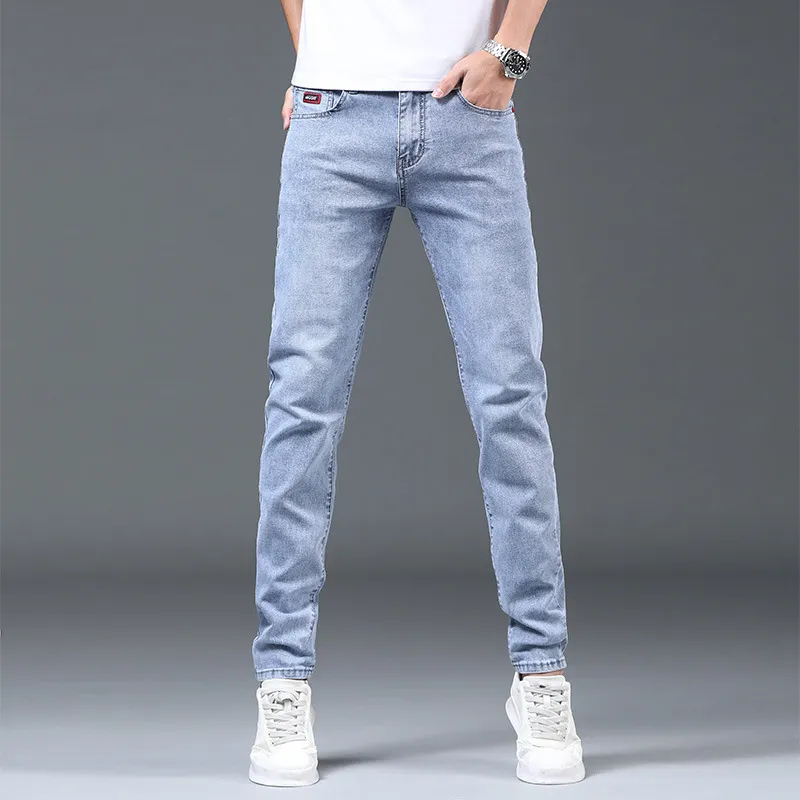 Whole- 2022 Primavera Verano Slim Fit Jeans para hombres Tallas grandes Pantalones para hombres Casual Hombres de negocios Denim Mans Vaqueros Hombre1272C