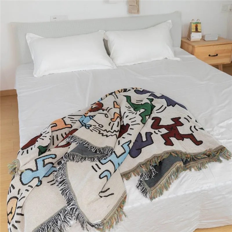 Blankets Designer Blanket Graffiti Sofa Cover Dust Towel Cloth Hanging