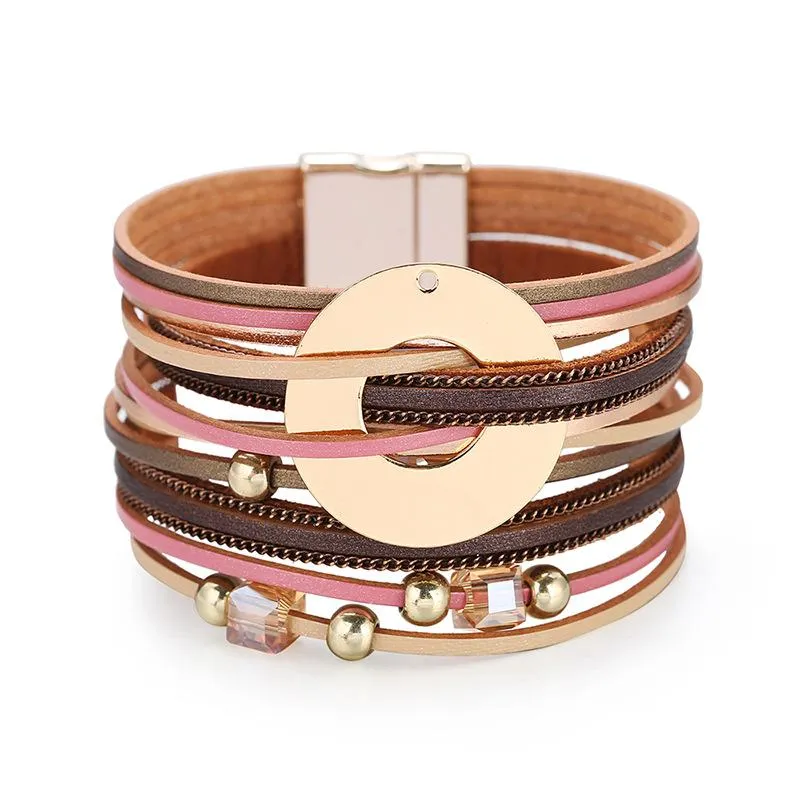 Pulseira ornapeadia vendendo pulseira de boêmia para mulheres pulseiras de estilo minimalista borda pérola de fivela magnética por atacado