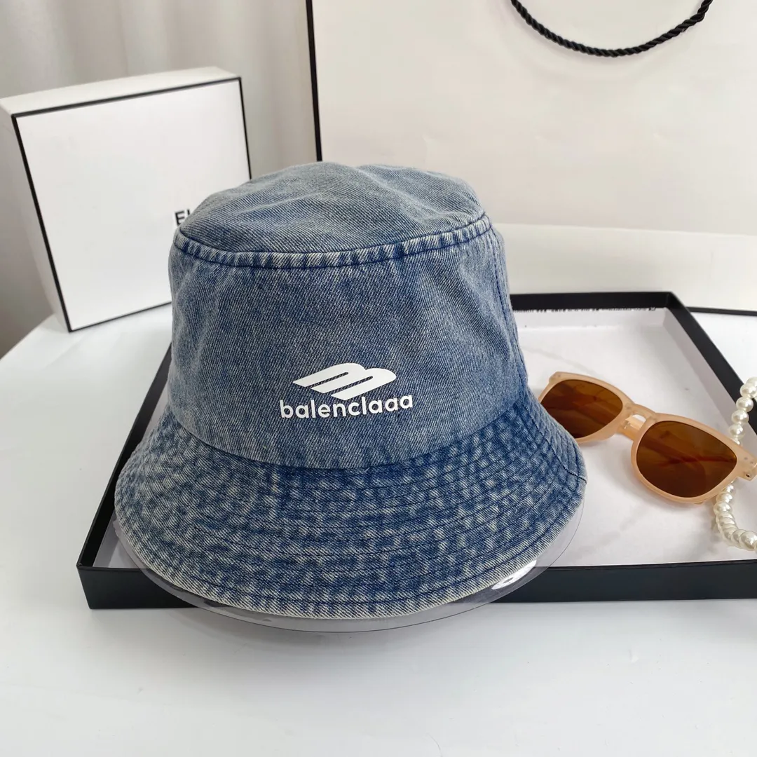 Couple Fashion Denim Material Designer Bucket Hats Travel Street Photo Letter Embroidery Wide Brim hats