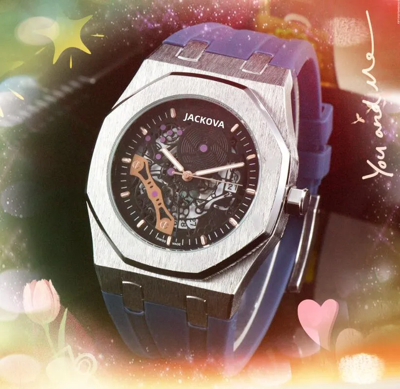 Elegant lyxiga herrar Quarz Chronograph Watch 42mm Automatisk datum Tid Klocka Gummi rostfritt st￥l Band Popul￤rt vintage Business Casual armbandsur presenter