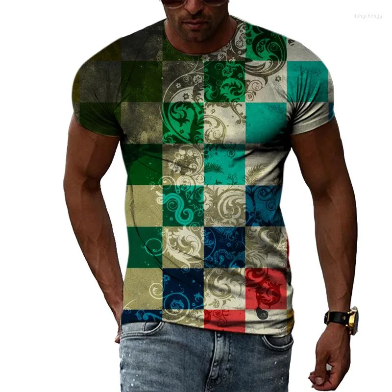 T-shirts voor heren Zomer T-shirts voor heren Zomer Trendyol Mannen Lattice Grafisch Mode Coole stijl O-hals Korte mouw T-shirt Hip Hop Harajuku Casual bedrukt T-shirt