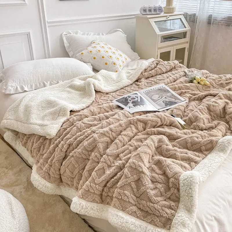 Dekens 2sides zachte plaid deken dikke wollen fleece warm voor volwassenen kinderen sofa bedklep pluche winterworp beddende bedden 230221
