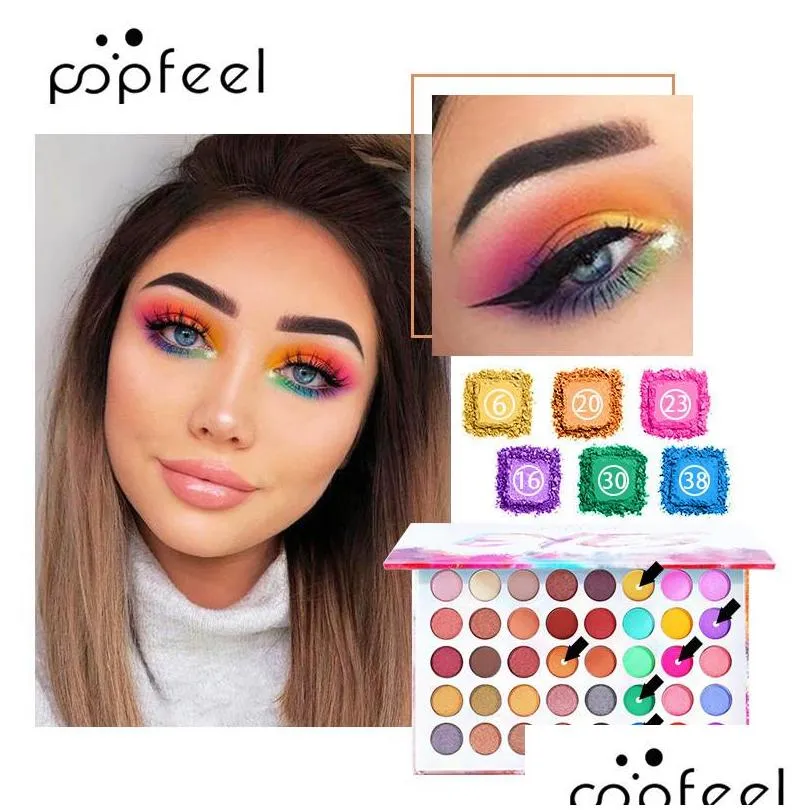 Eye Shadow PopFeel Professional Glitter Eyeshadow Palette 40 F￤rger L￥ngvarig matta makeup Kvinnor Sk￶nhet Kosmetisk g￥va Drop Delive DH3VB