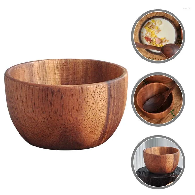 Bowls Fruit Holder Safe Sauce Wood Salad Bowl Natural Mixing Household Wooden For Kitchen Home El