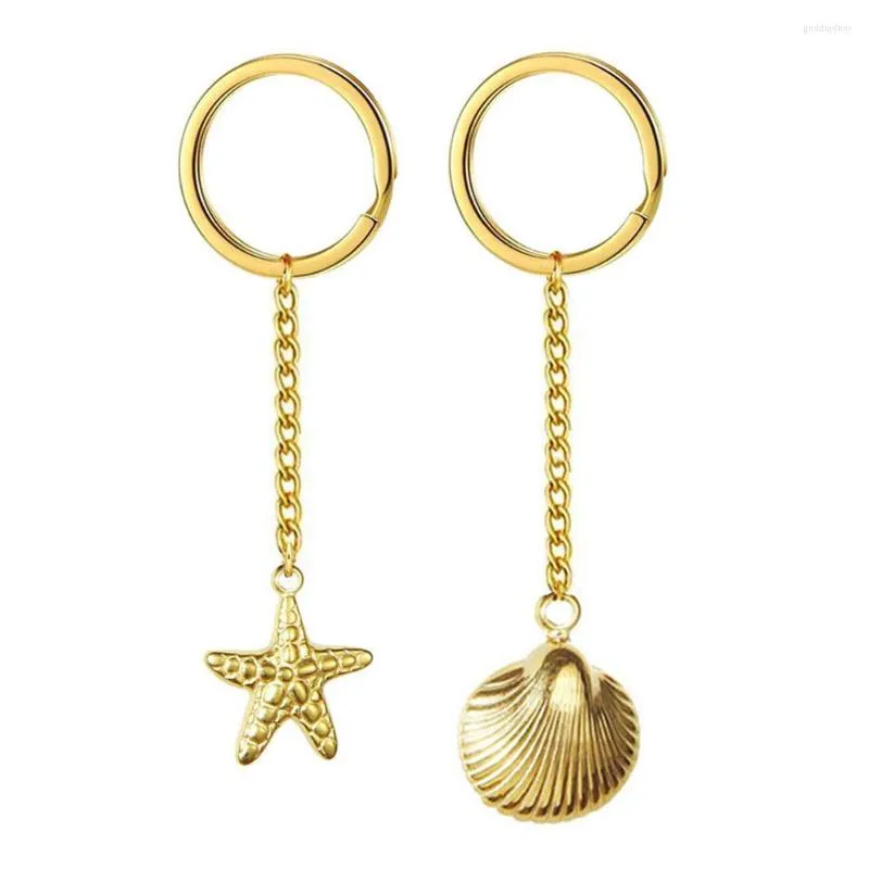 Porte-clés Style coquille en acier inoxydable étoile de mer porte-clés porte-clés pour filles femmes bijoux sac porte-clés à breloques cadeaux
