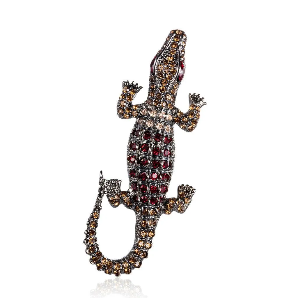 Pinos broches moda feminino inseto natural animal ador￡vel liga shinestone crocodilo broche pinos de mulheres/homem desgaste shippi dhr5u