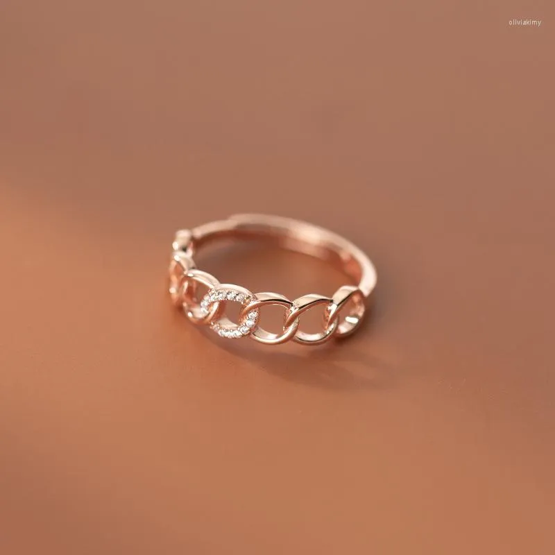 Cluster Ringe Kreis Silber 925 Schmuck für Frauen 2023 Roségold Farbe Geometrie Weiblicher Ring Trend Engagement am Finger verstellbar Mädchen Geschenk