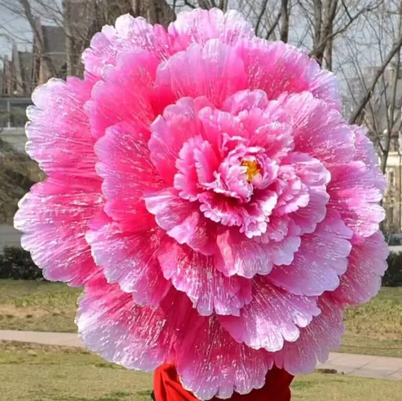 Decorazione del partito Ombrello da ballo 3D Performance di danza Ombrelli di fiori di peonia Ombrello di stoffa multistrato cinese Puntelli di scena C7