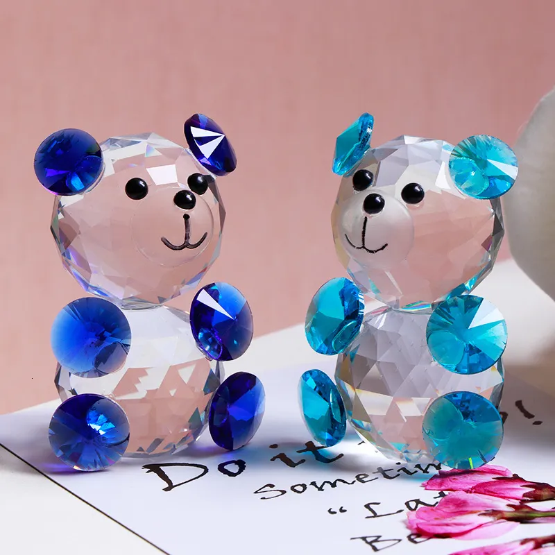 Dekoratif nesneler figürinler renkli kristal ayı figürin minyatür sevimli süs ev dekorasyon aksesuarları çocuk düğün için hediye 230221