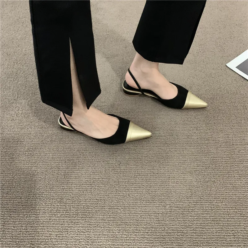 Sandali da donna per l'estate Moda sexy in metallo color punta a punta slipon scarpe da donna ciabatte casual piatte 230220