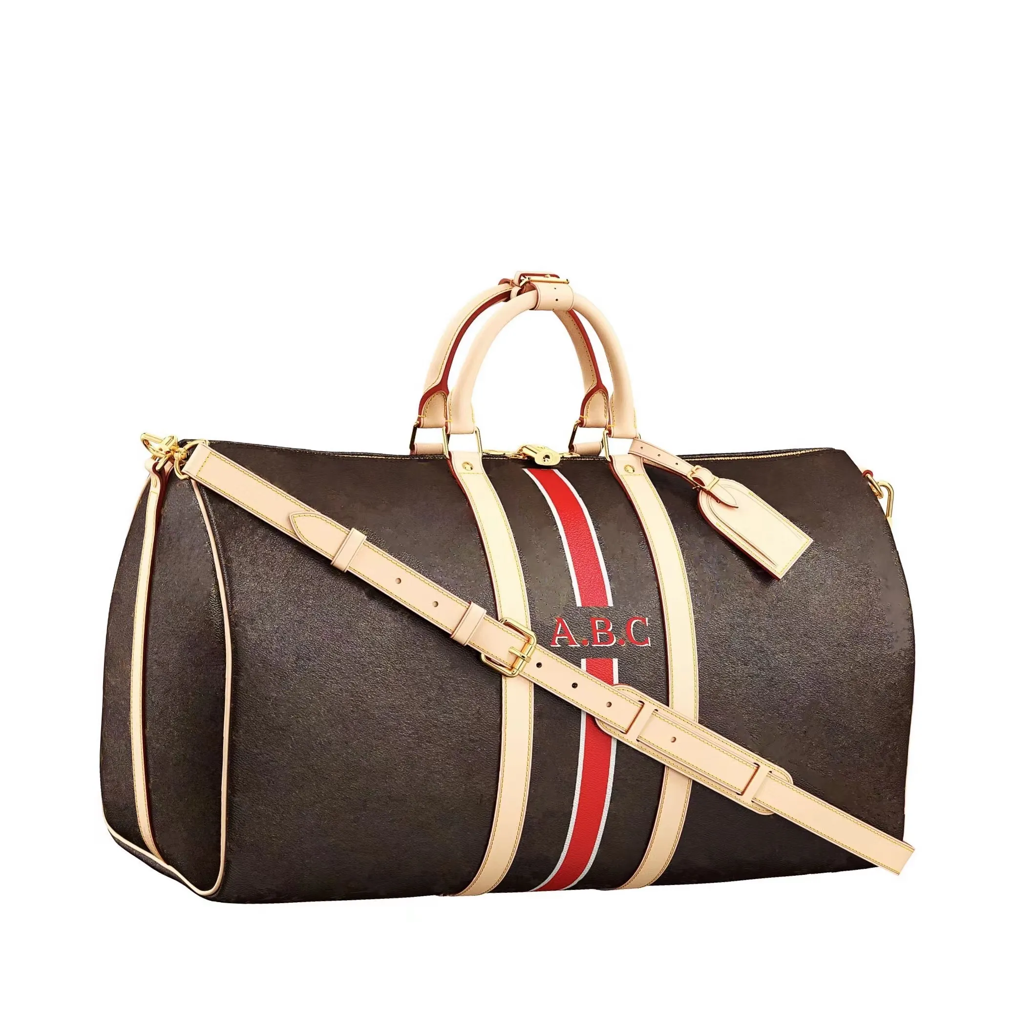 Borsoni di lusso l Borsa da viaggio di marca Designer Serie Borsa da viaggio Kepall classica Striscia personalizzata opzionale Colore iniziale 45 50 55 Taglia con confezione regalo originale